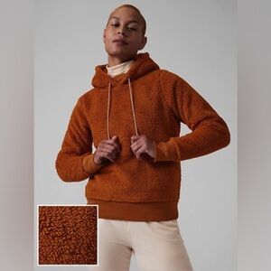 Athleta Tugga Sherpa Hoodie Burnt Orange Cattail Brown‎ Small